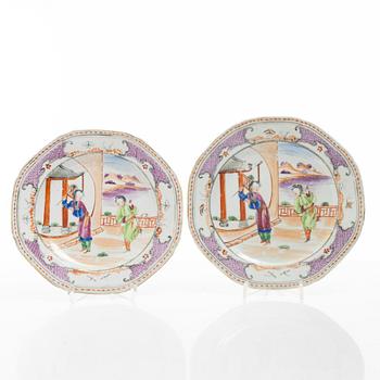 Assietter, 9 st, porslin, Kina, Qianlong (1736-95).