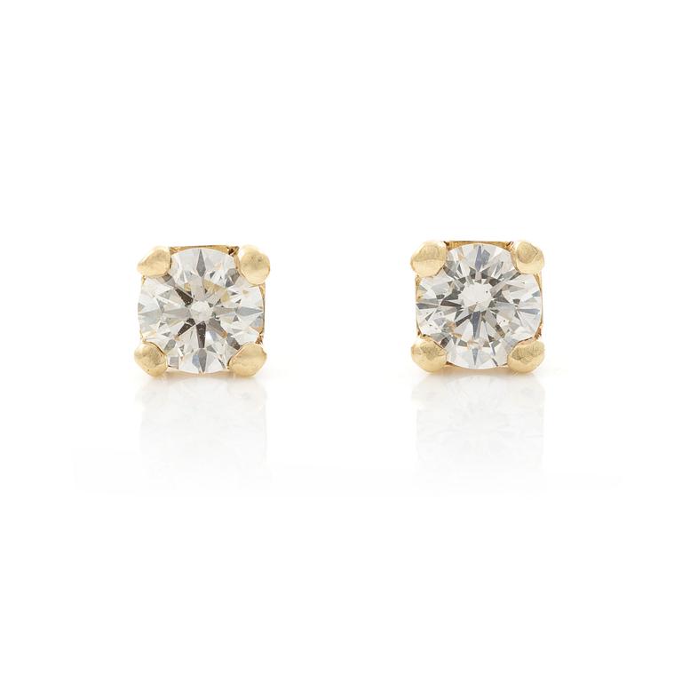 Earrings 14K gold with brilliant-cut diamonds.