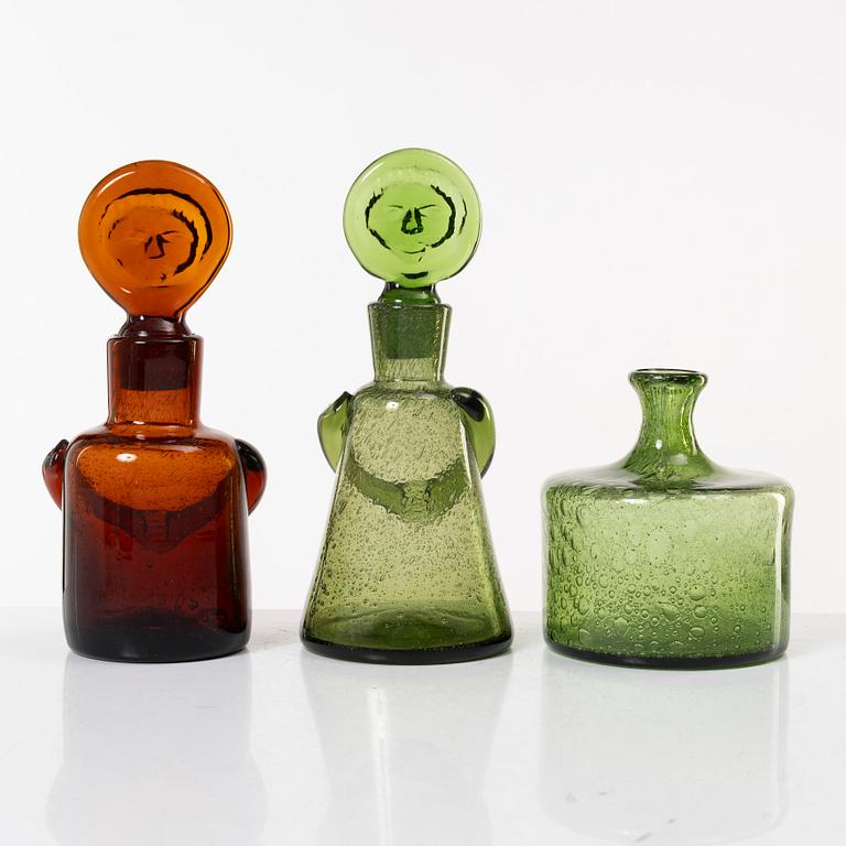 Erik Höglund, karaffer, 2 st, samt vas, Boda.
