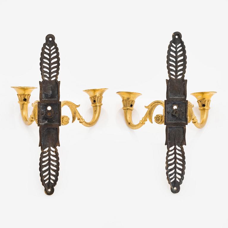 Appliques, ett par, Senempire 1800-talets mitt, brons.