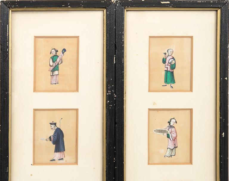 10 paintings on rice paper, China late Qing 1900s.