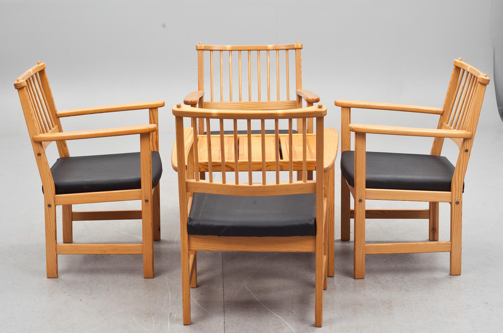 KARMSTOLAR, 4 st MED BORD. Swedese, design Yngve Ekström.