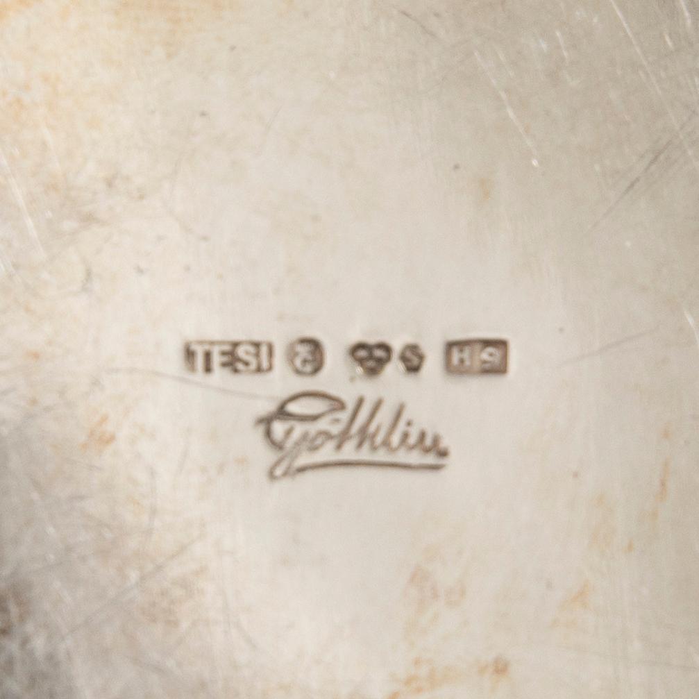 Tage Göthlin, cup with amethysts, silver, Tesi, Gothenburg, 1958.