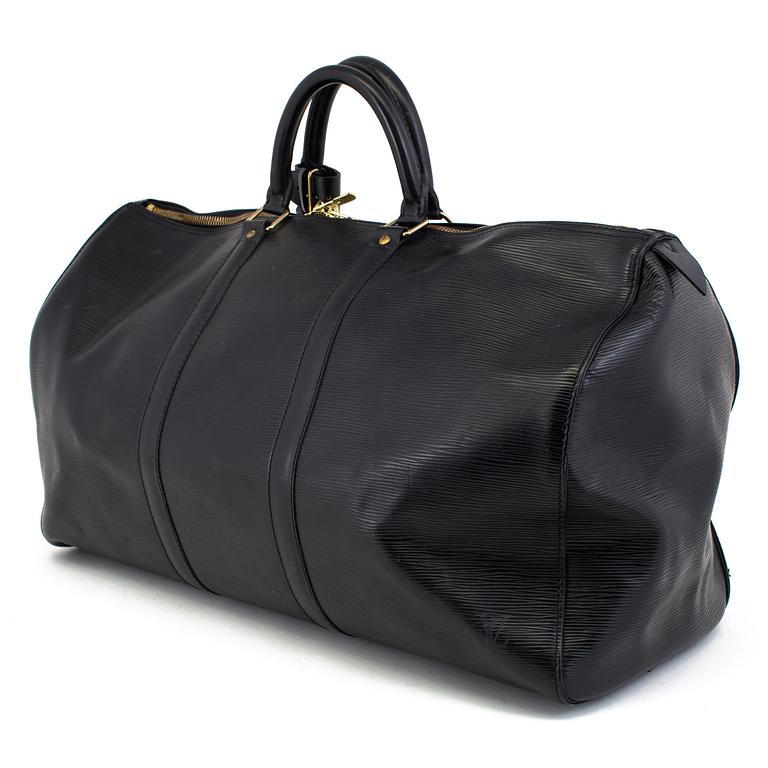 A Louis Vuitton weekend bag  "Keepall 50 Epi Black".