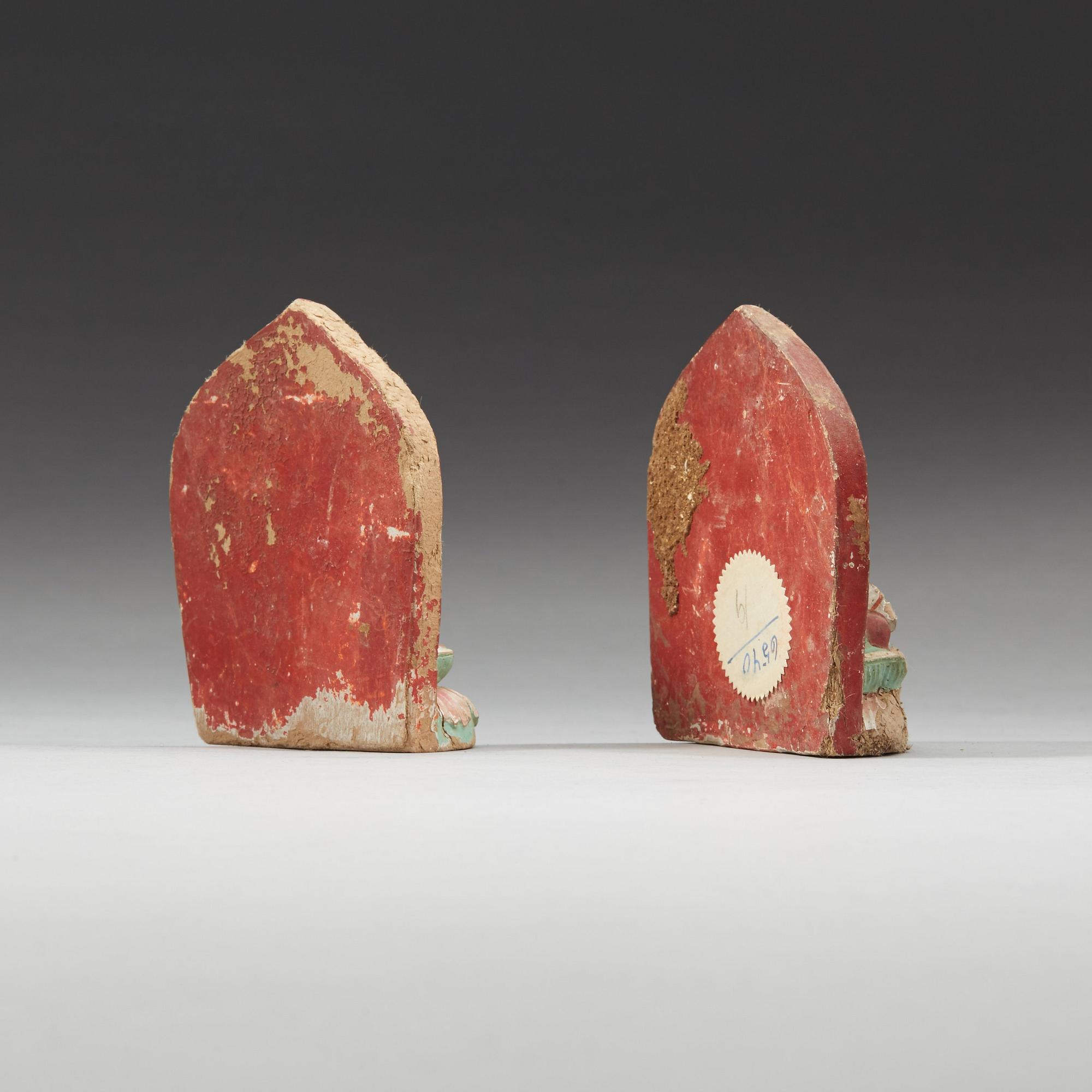 Two clay tsa-tsas, Tibet, 18/19th Century.