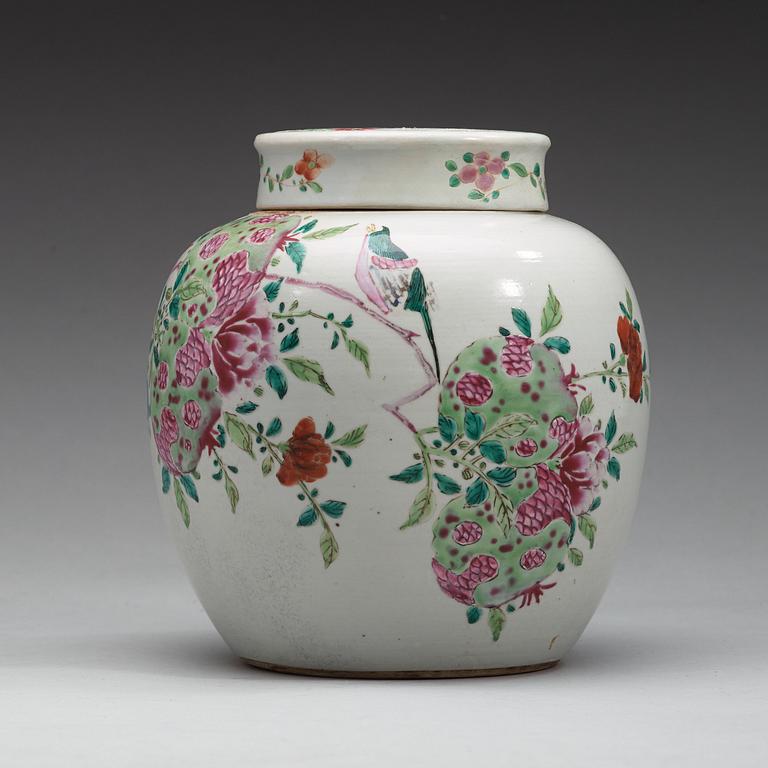 A famille rose jar with cover, Qing dynasty, 18th Century.