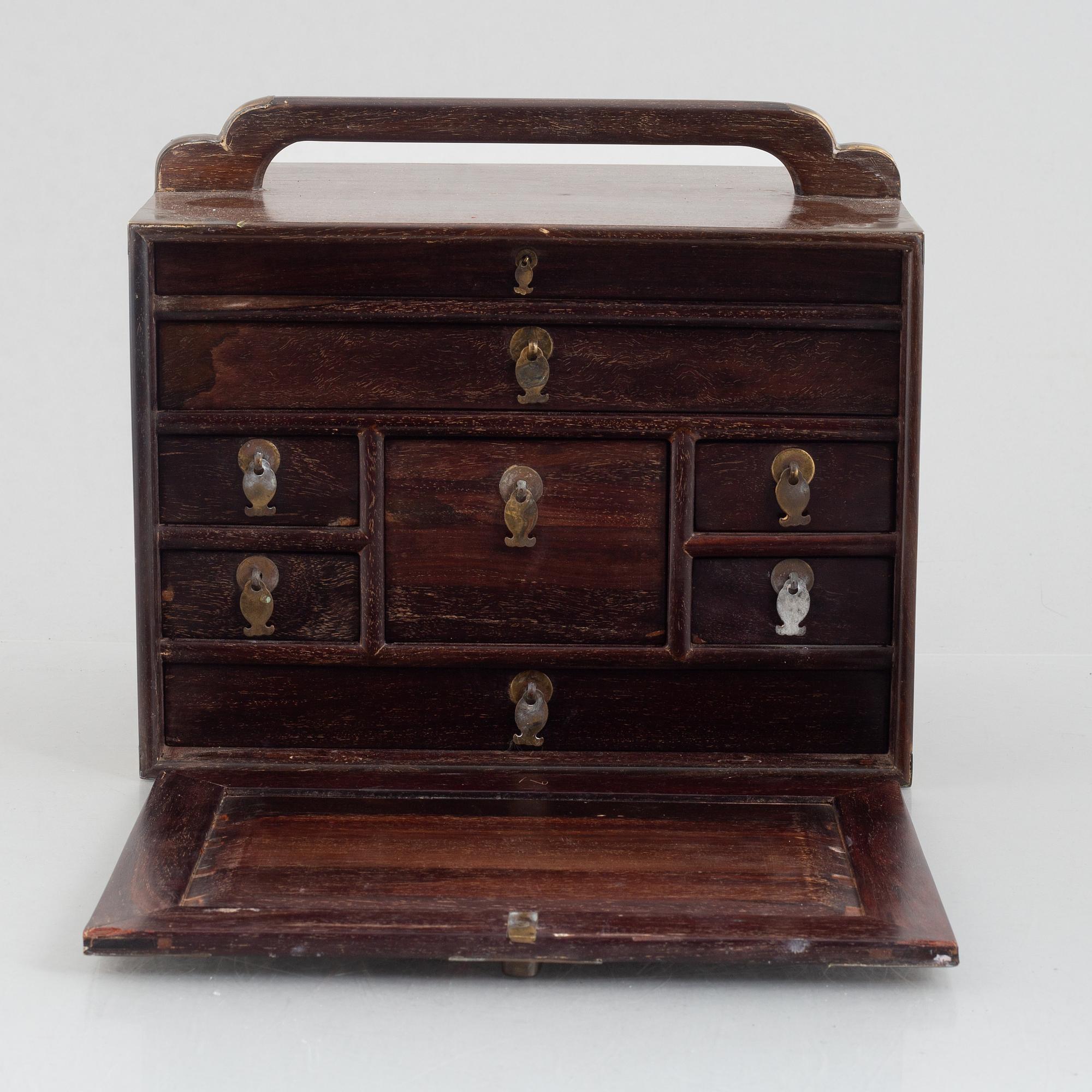 A Chinese hardwood box, 20th century.