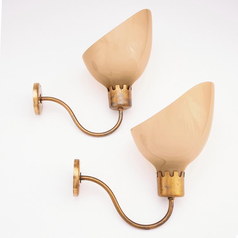 Harald Notini, a pair of large wall sconces, model '8566/A', Arvid Böhlmarks Lampfabrik, Sweden, 1940s.