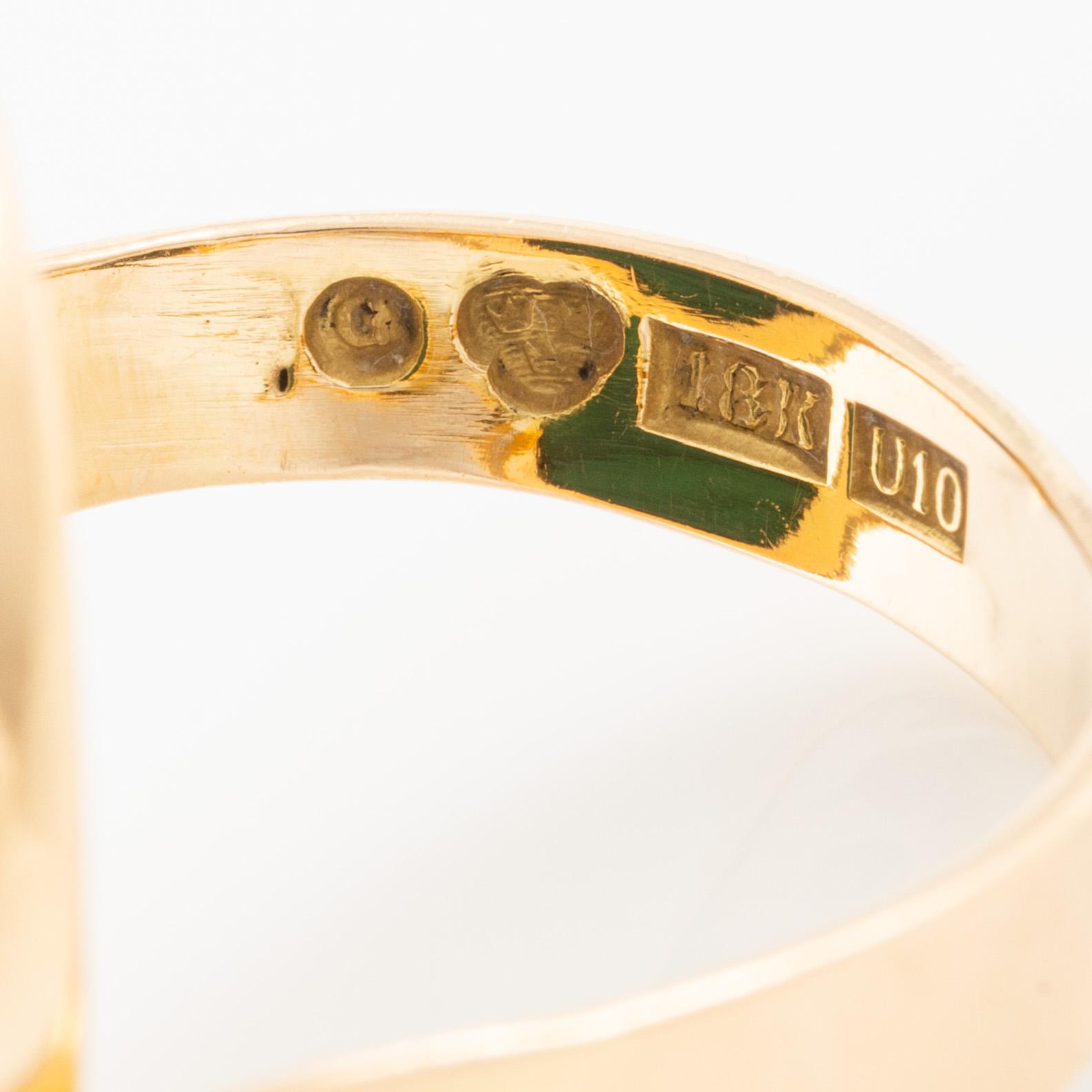 Ring, 18K guld med malakit.