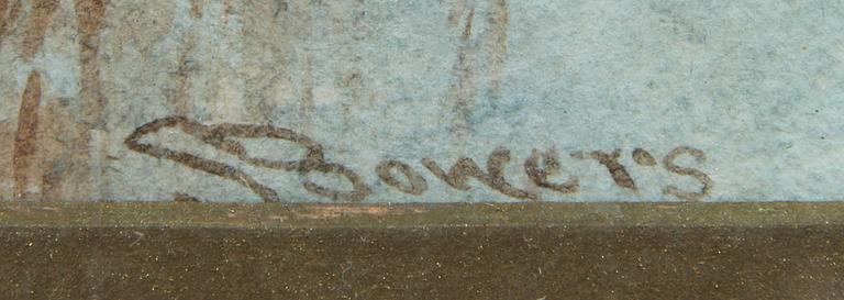 OKÄND KONSTNÄR, akvarell, sign "S Bowers", 1800-tal.