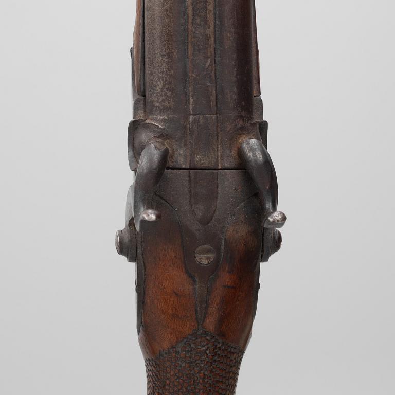 Hammerless shotgun, double-barrelled, signed AP Sandberg, 19th century.