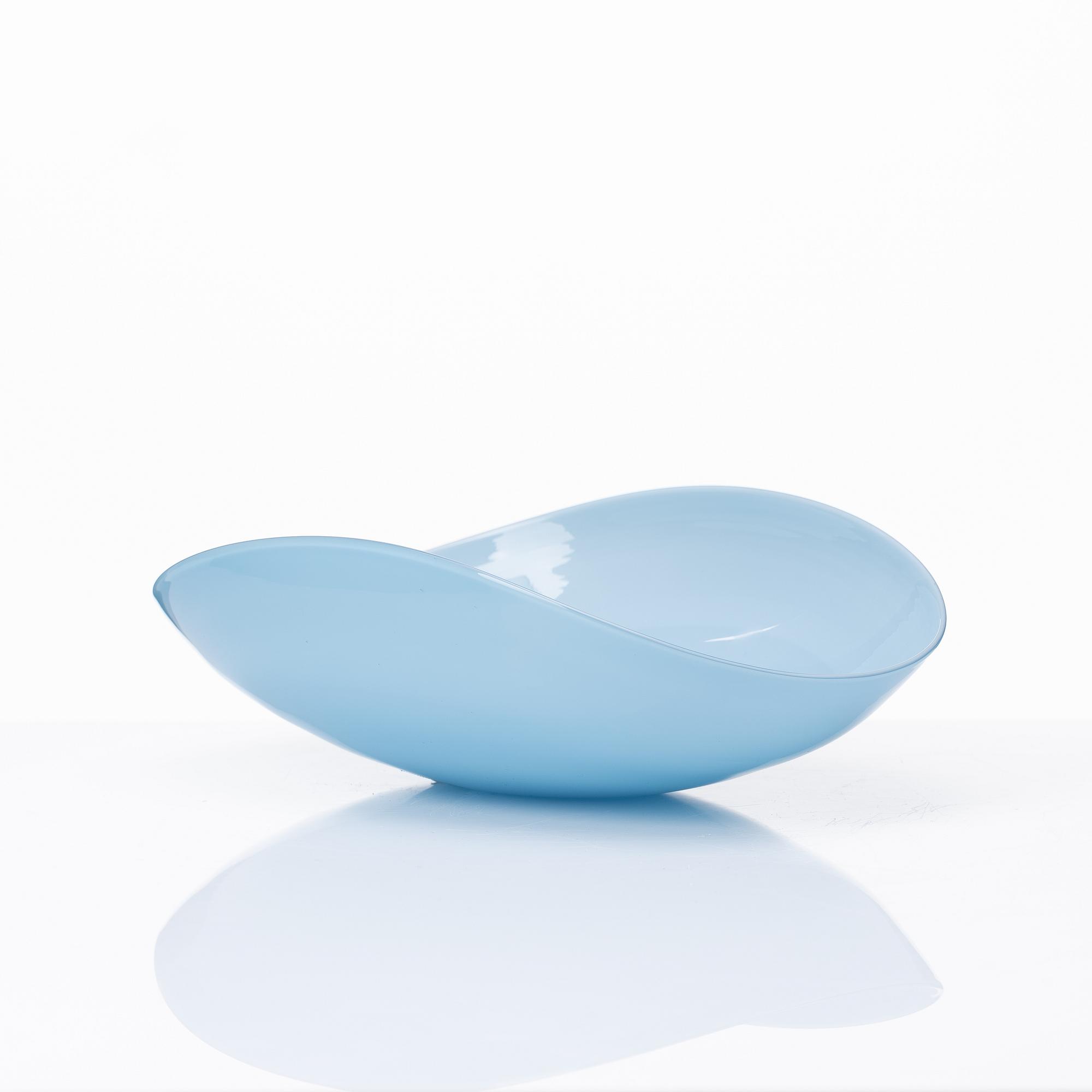 An opaque light blue bowl, Venini, Murano, Italy 1950s-60s.