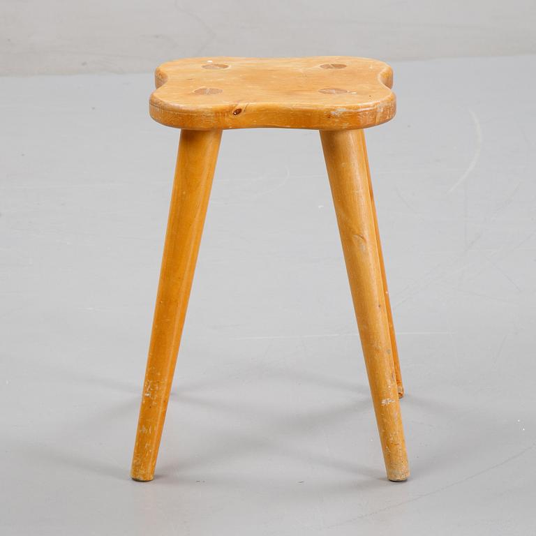 A pinewood stool, mid 20th Century.