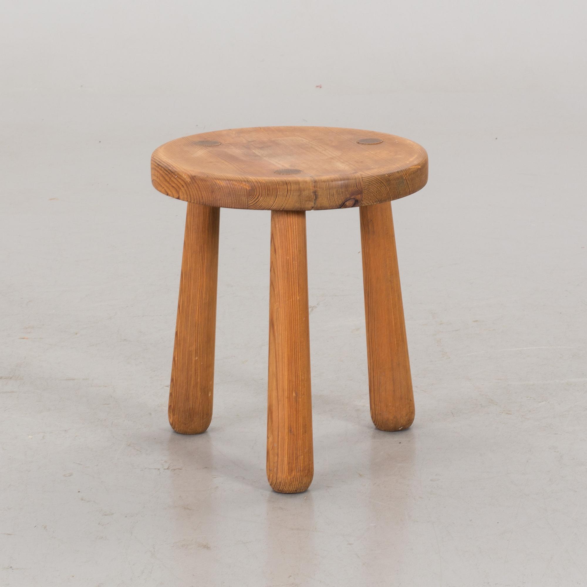 Axel Einar Hjorth, a stained pine 'Utö' stool, Nordiska Kompaniet, Sweden, 1930's.