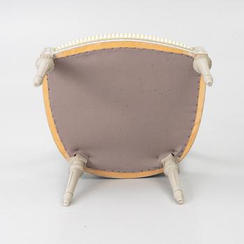 Armchairs, 5 in the Gustavian style, 20th century.