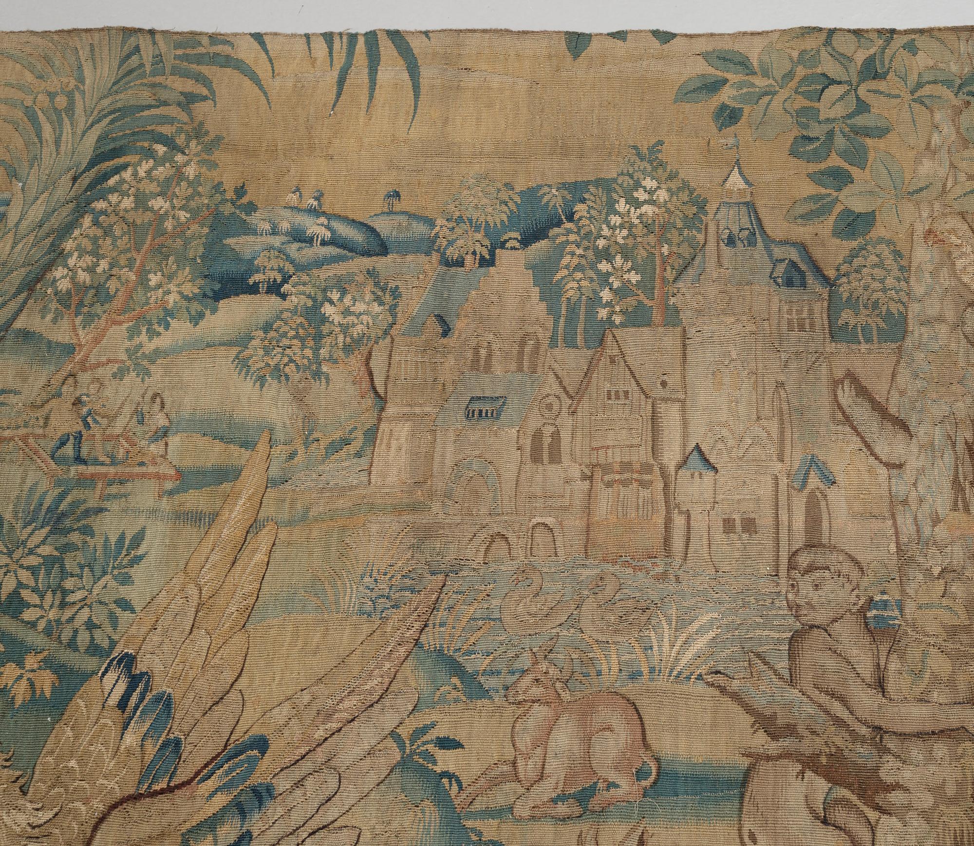 VÄVD TAPET, gobelängteknik. Flandern 1500-tal. 177 x 330 cm.