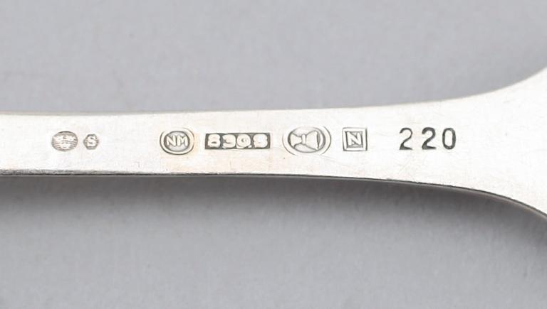 KAFFESKEDAR, 12 st, silver, Norge. Vikt ca 124 g.
