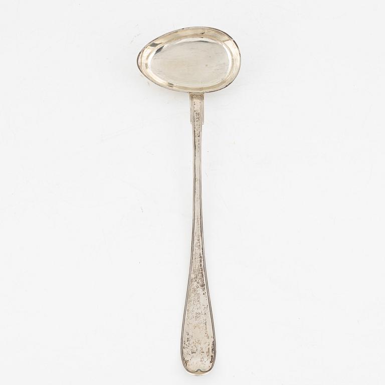 A silver soup lable by Johan Niklas Palm, Visby, Sweden, 1851.