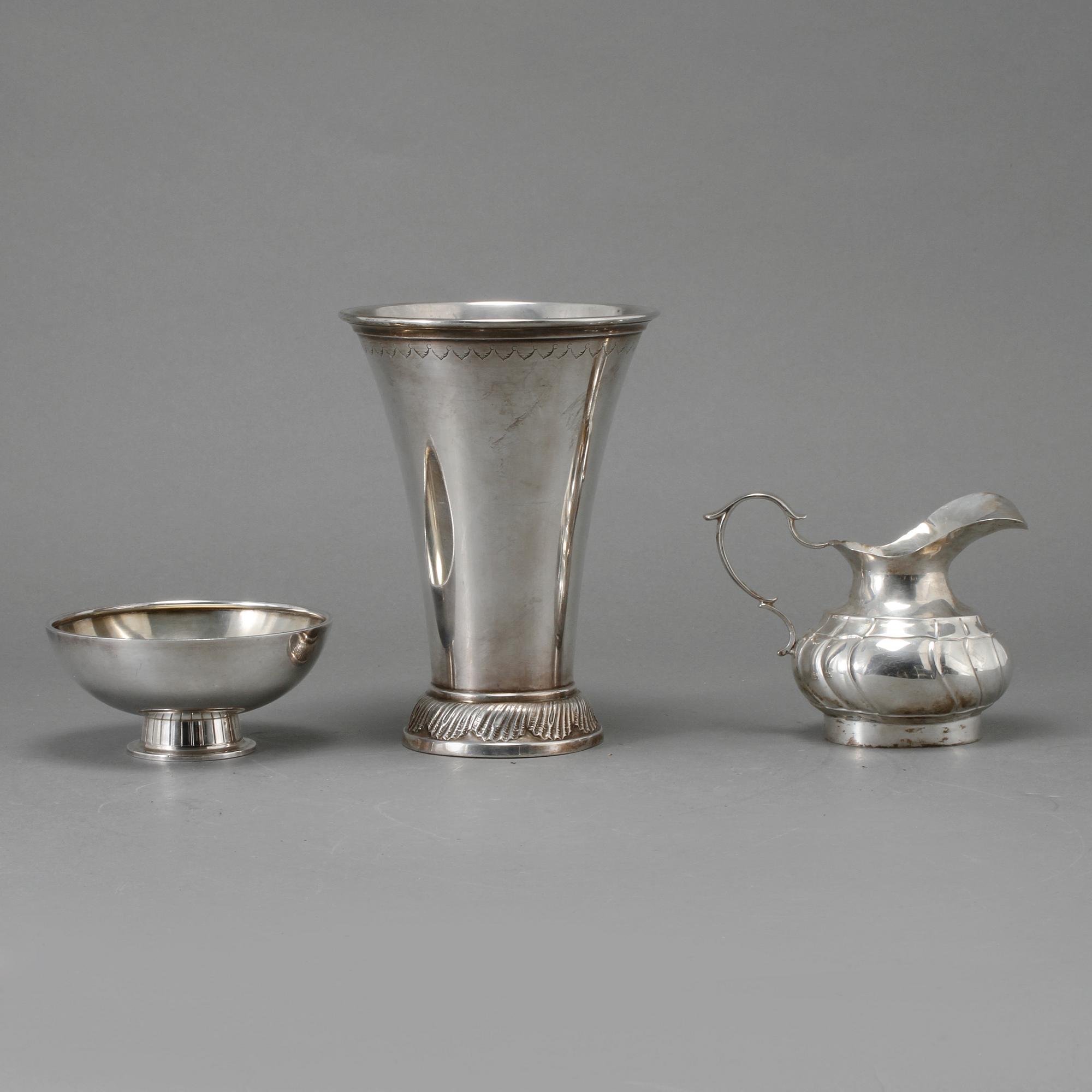 PARTI SILVER, 3 delar, mestadels Stockholm, 1900-talets första hälft, vikt 471 g.
