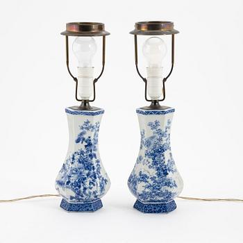 A pair of Japanese Seto porcelain table lights, Meiji, circa 1900.