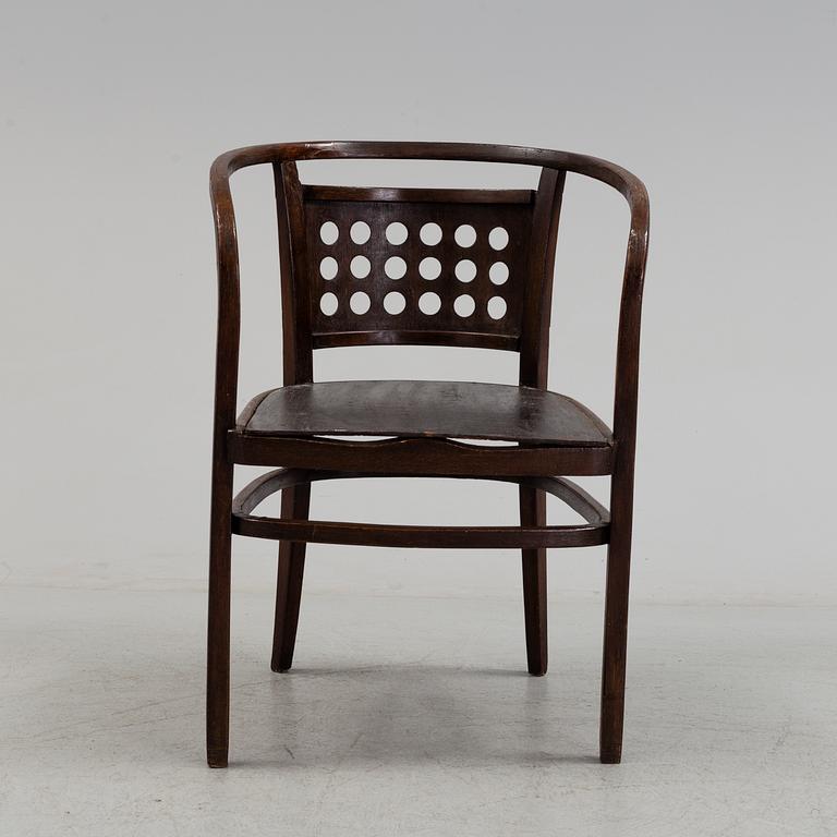 A STAINED BENTWOOD ARMCHAIR BY OTTO WAGNER FOR JACOB & JOSEF KOHN WIEN, EARLY 20TH CENTURY.