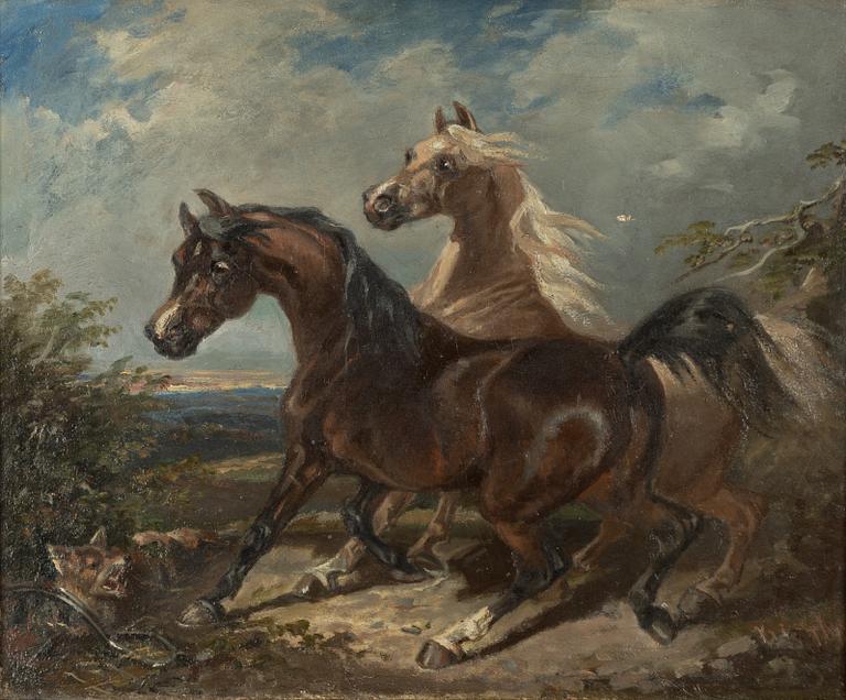 Carl Fredrik Kiörboe, Horses and Fox.