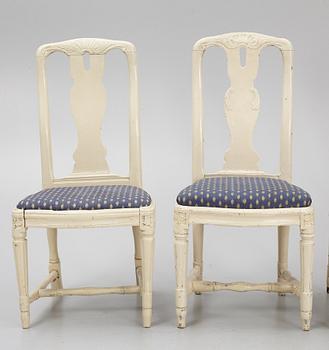 An assembled suite of 10 Transitional chairs, Stockholm, later part of the 18th century.