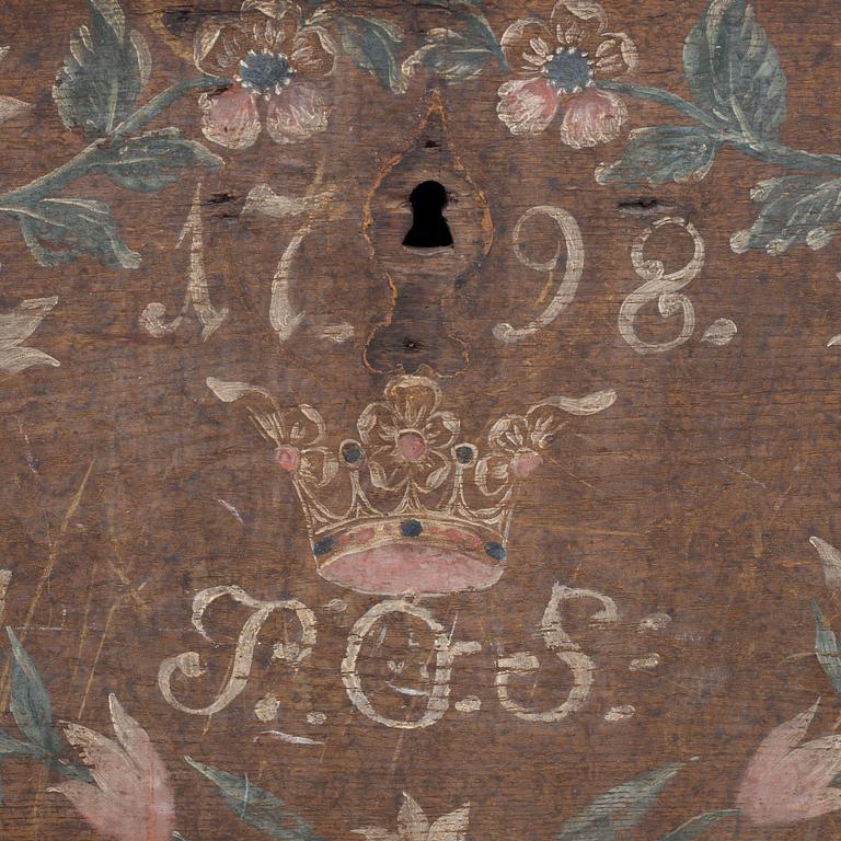 A swedish wooden chest, dated 1798.