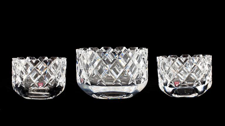 SKÅLAR, 3 st, glas "Sofiero", Gunnar Cyrén, Orrefors.