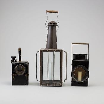 THREE TIN PLATE LANTERNS, 19th/20th century.