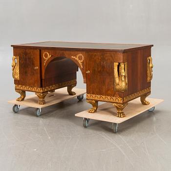 An Empire style mahogany desk 20th century.