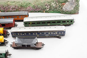 A model train set with accessories, partly Fleischmann, second half of the 20th century.