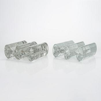 Timo Sarpaneva, glasskuplturer, 2 st, "Arkipelago"-serien, signerad Timo Sarpaneva.
