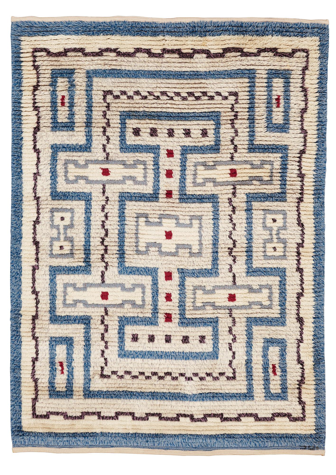 Sigvard Bernadotte, A CARPET, knotted pile, ca 210,5 x 153,5 cm, signed SB.
