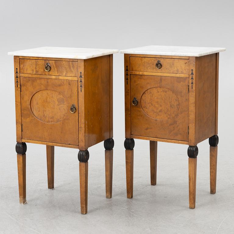 Nightstands, a pair, first half of the 20th century.