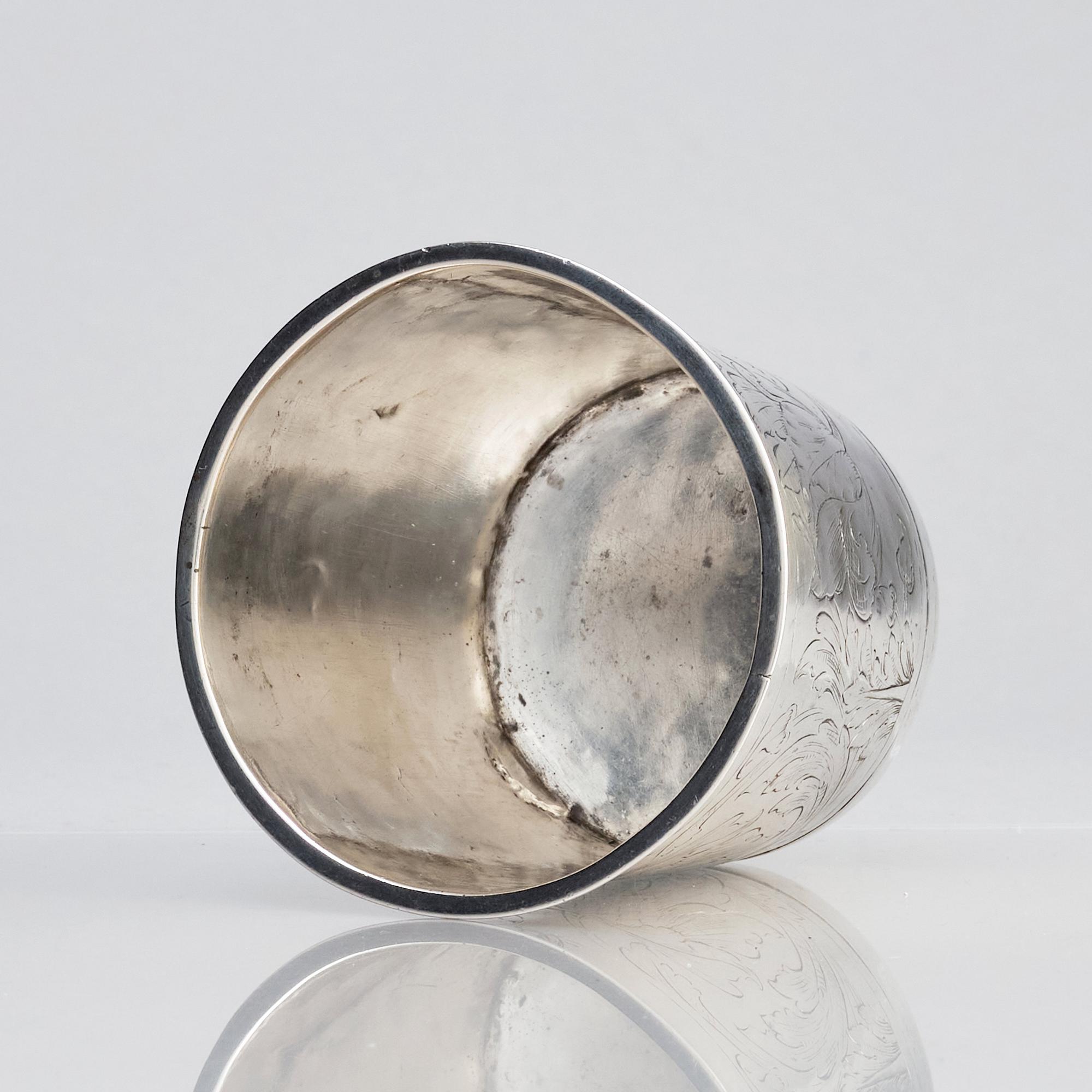 A German silver beaker, unclear makers mark, possibly Konstanz 17th century.