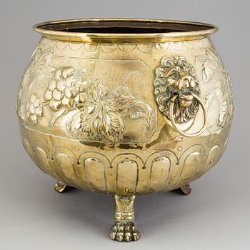 A 19th century brass flower pot.