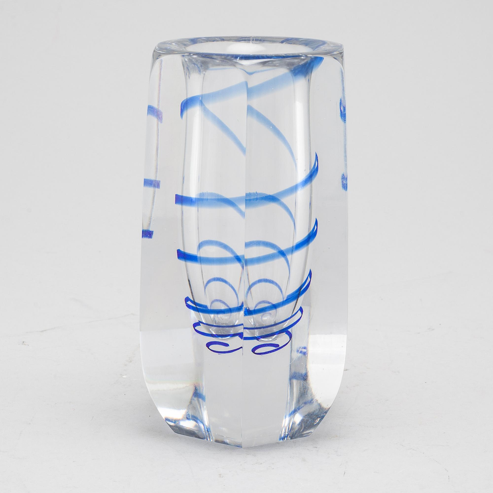 a glass vase for Kosta, signed B and dated 1944.