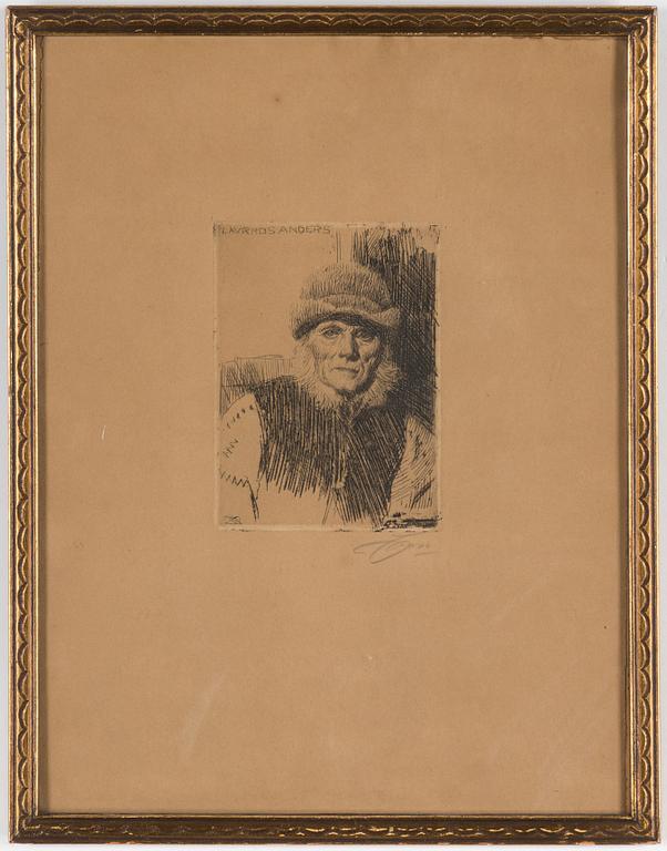 ANDERS ZORN, Etching, 1919, signed in pencil.