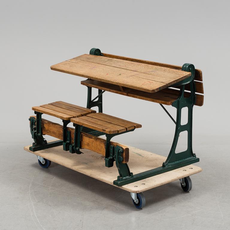 An early 1900s school bench/table.