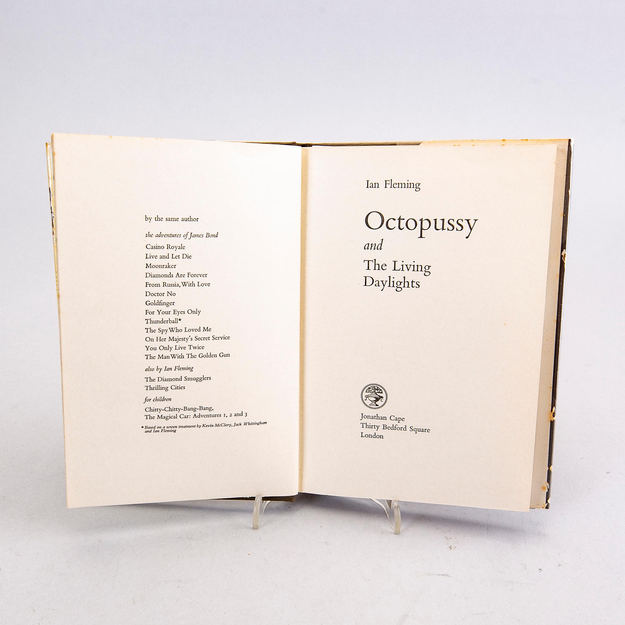 Ian Fleming "Octopussy and The Living Daylights", book, first edition 1965.