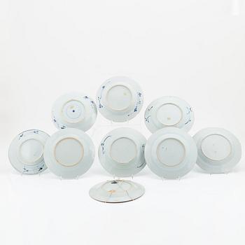 A set of nine blue and white dishes, Qingdynasty, Qianlong (1736-95).