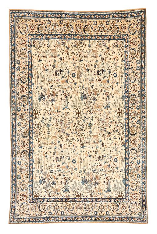 Matto, semi-antique/old Nain, part silk, ca 250,5 x 162 cm.