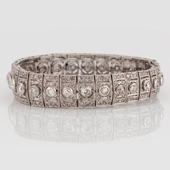A platinum bracelet set with old- and eight-cut diamonds.