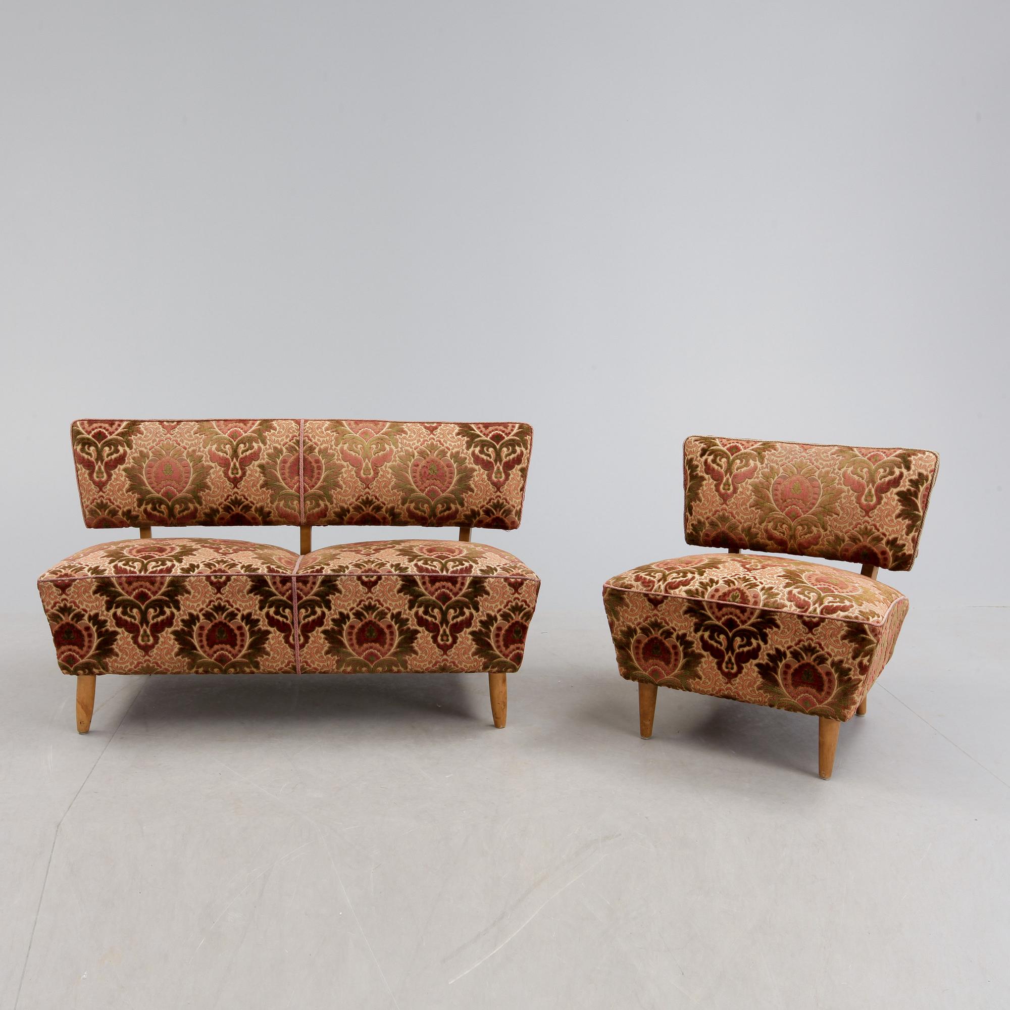 SOFFA samt FÅTÖLJ, art deco, 1930-tal.