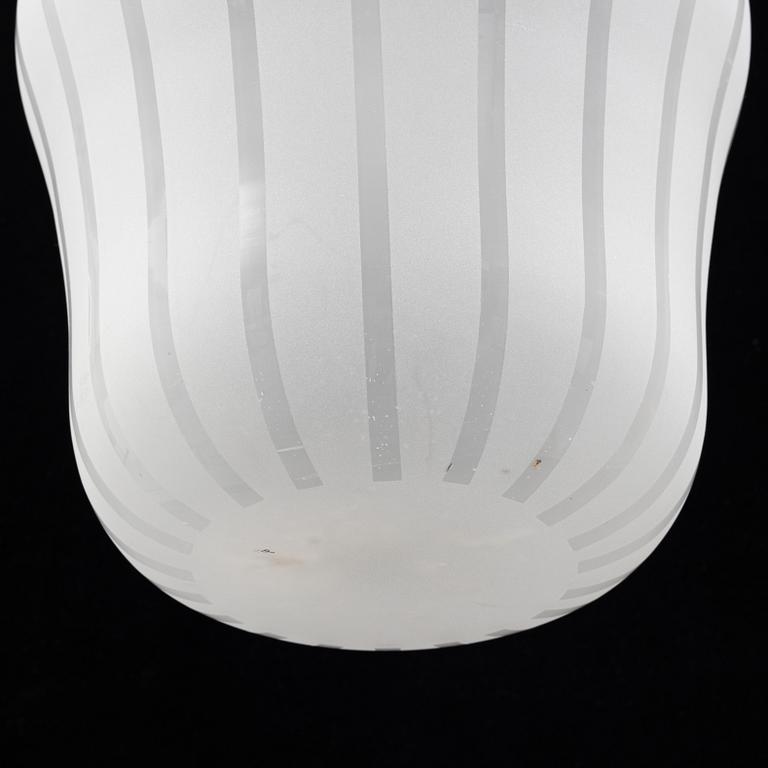 A Swedish Modern glass and brass ceiling light, Orrefors, 1940's.