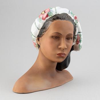 Le Bertetti, a "Hawayana" ceramic bust, Torino, Italy 1950's, N. 69.