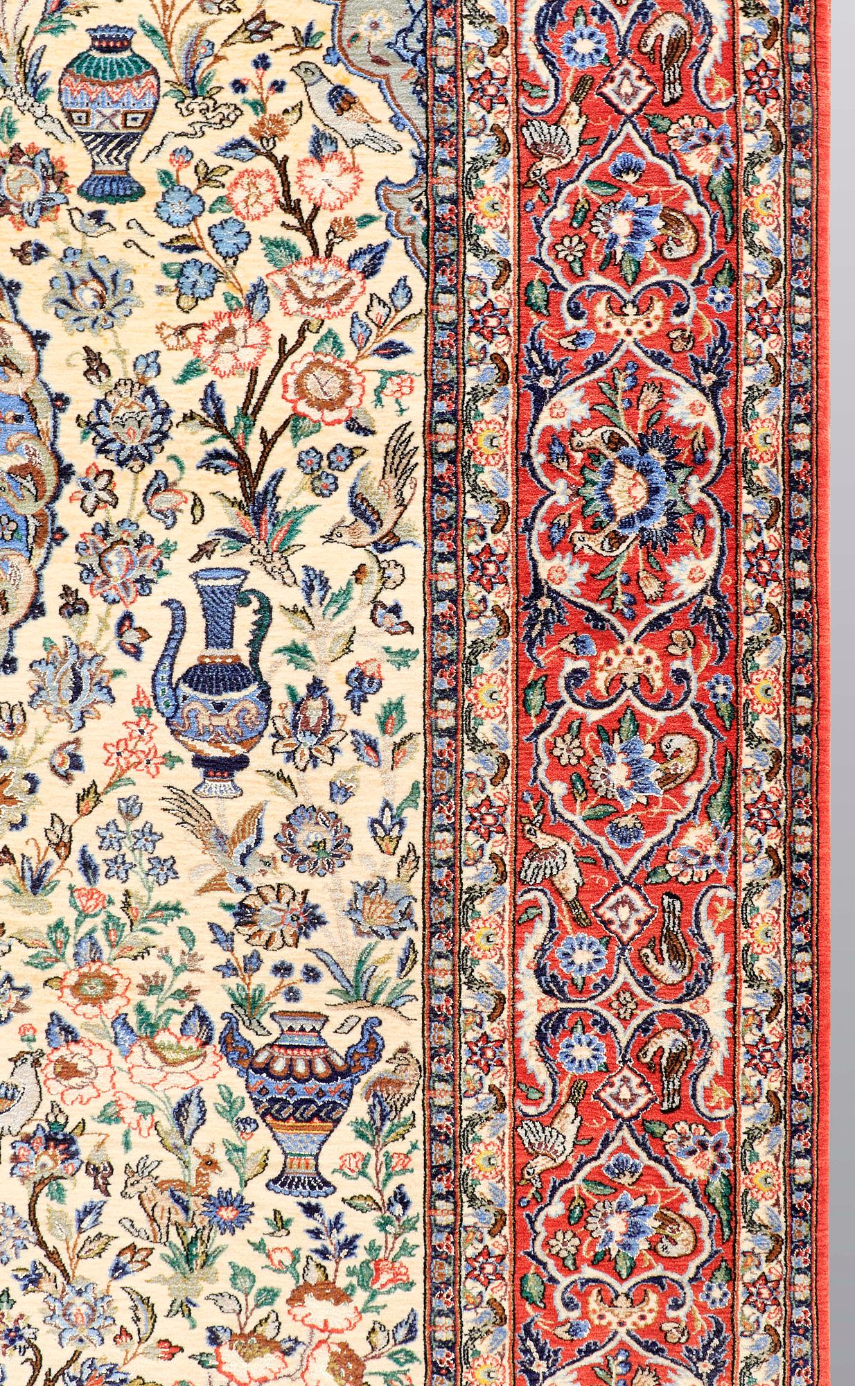 Matta, Figural Isfahan, Part silk, ca 240 x 160.