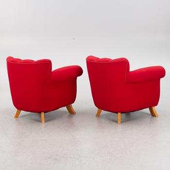 A pair of Swedish Modern armchairs, 1940s.