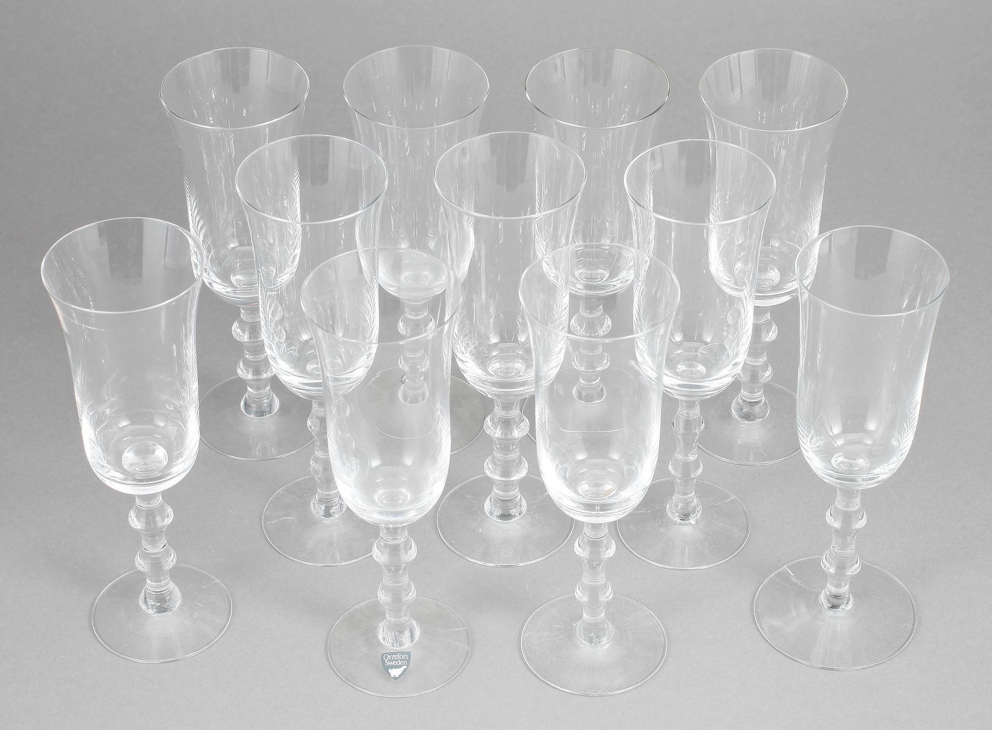 VINGLAS, 11 st, "Salut", Simon Gate, Orrefors, 1900-tal.